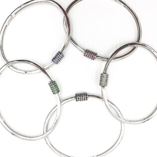 sterling silver bangle bracelets with gemstone closures